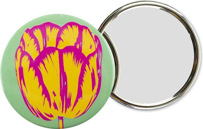 Lanzfeld - Zakspiegeltje Ø 80 mm - Make up spiegel - Tulp Pop-Art Groen