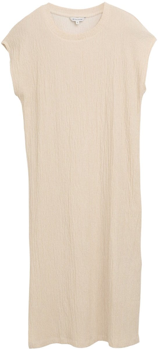 Tom Tailor - Gekreukte jurk - Maat 46 - champagne structure