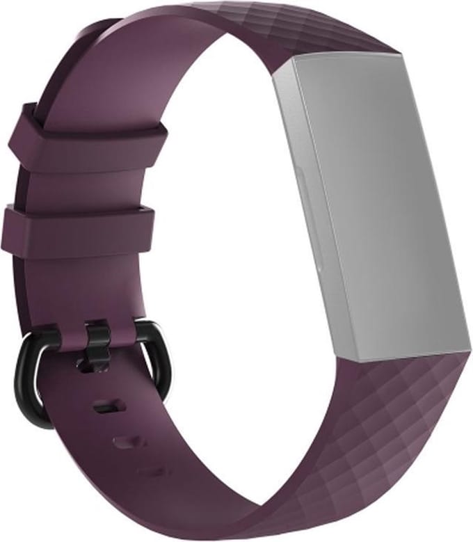 New Age Devi - Diamond Pattern Silicone Wrist Strap Watch Band - Geschikt voor Fitbit Charge 4 in Small Size - 19018mm Donker Paars