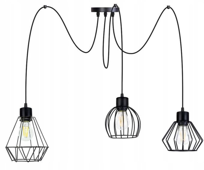 Hanglamp ZWIES Loft met 3 E27 kappen - Zwart Metaal