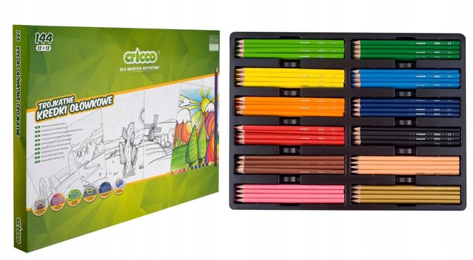 Cricco Driehoekige Kleurpotloden 144 stuks - 12 Kleuren - Schoolset