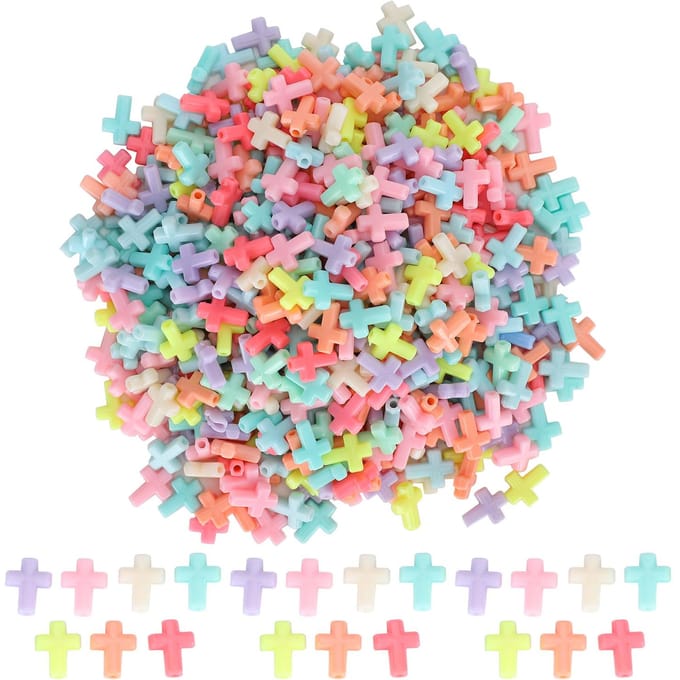 500pcs Perles Croix Acrylique Chunky Couleur Bonbon Perles Croix pour la Fabrication de Bijoux DIY