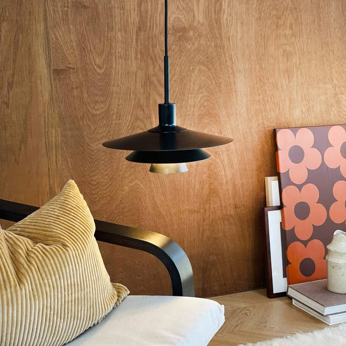 Dyberg Larsen hanglamp Kay, Ø 30 cm, zwart, metaal