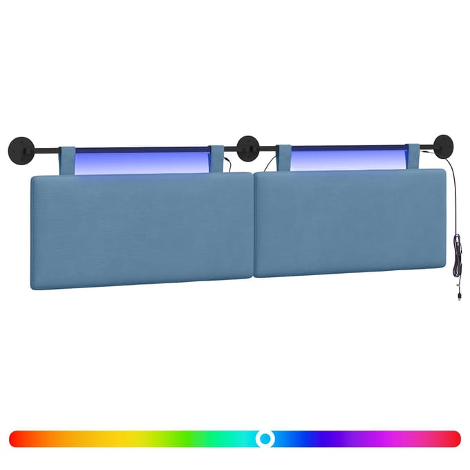 vidaXL Hangend hoofdbord Blauw Katoen Stof