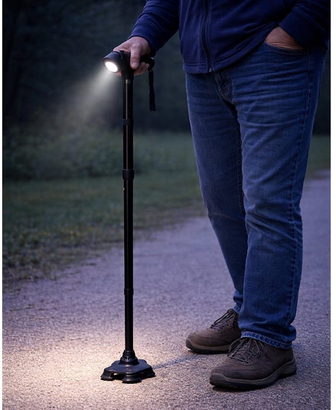 Opvouwbare Wandelstok Zwart met Verlichting