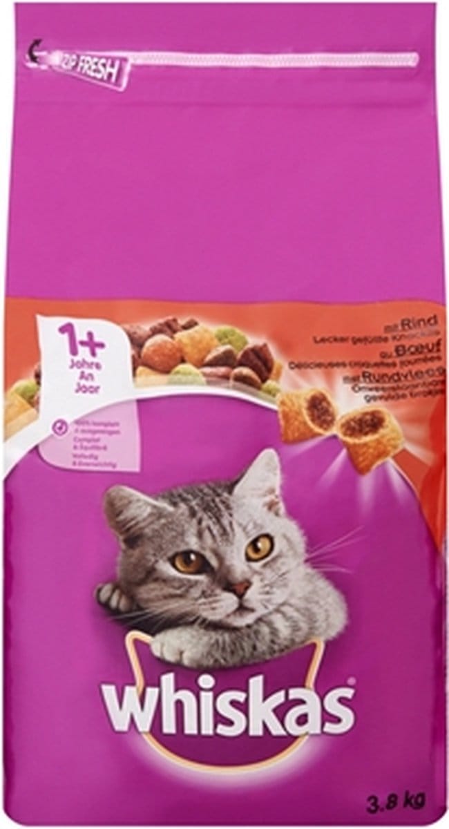 Whiskas droog adult rund - 3,8 kg - 1 stuks