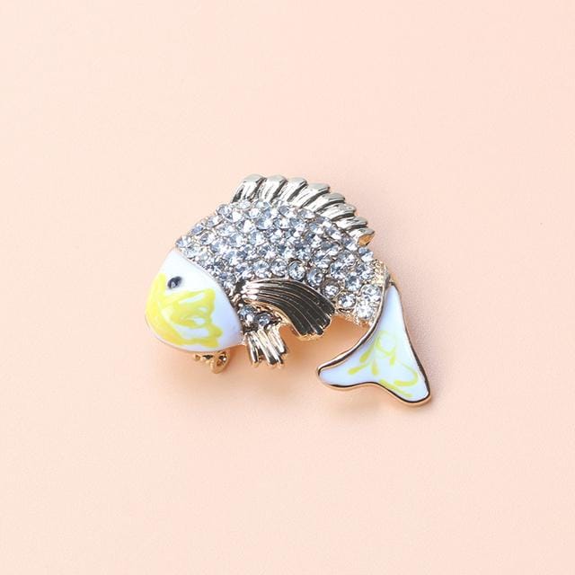 Mode En Prachtig Hoogwaardig Corsage Koi Strass Broche Speld Jas Pak Karper white
