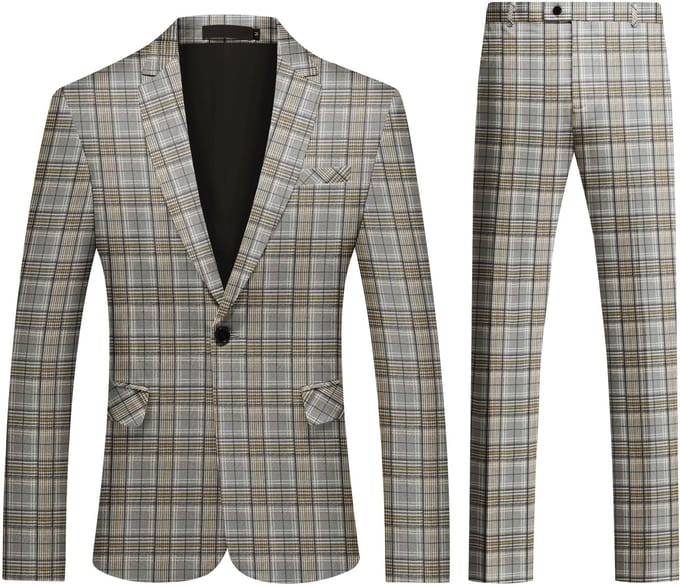 ALLTHEMEN Heren Pak Print - Enkel Knops Middensplit - Tweedelig pak - L