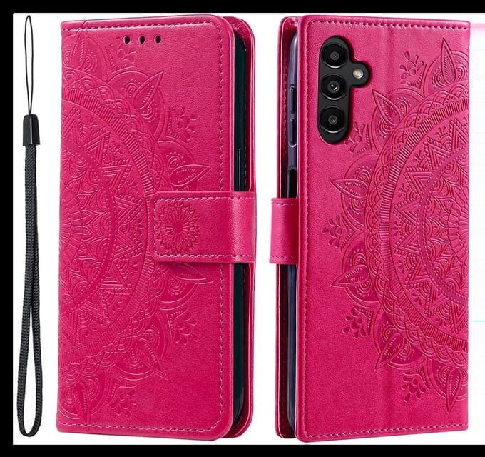 Mandala Book Case Geschikt voor Samsung Galaxy A36 - Hoesje met Pasjeshouder Roze