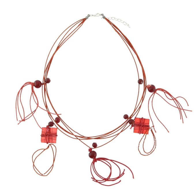 Behave - Rode Ketting met Meerdere Lagen en Hangers - 44,5 cm