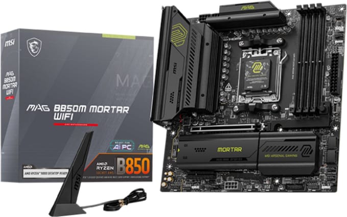 Msi Moederbord Mag B850M Mortar Wifi Voor Amd Am5 Ddr5 M.2 Usb3.2 Sata3