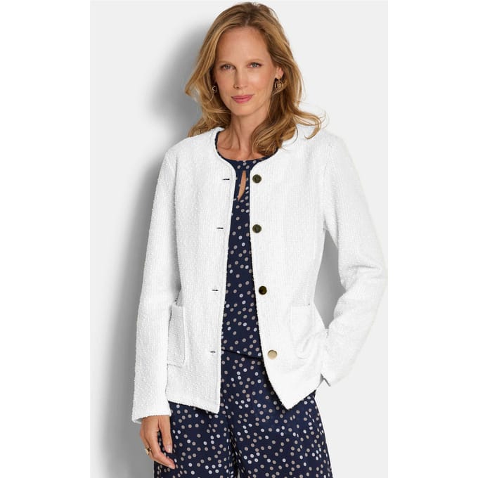 Chique blazer in bouclélook - wit - Gr. 48 van Goldner Fashion