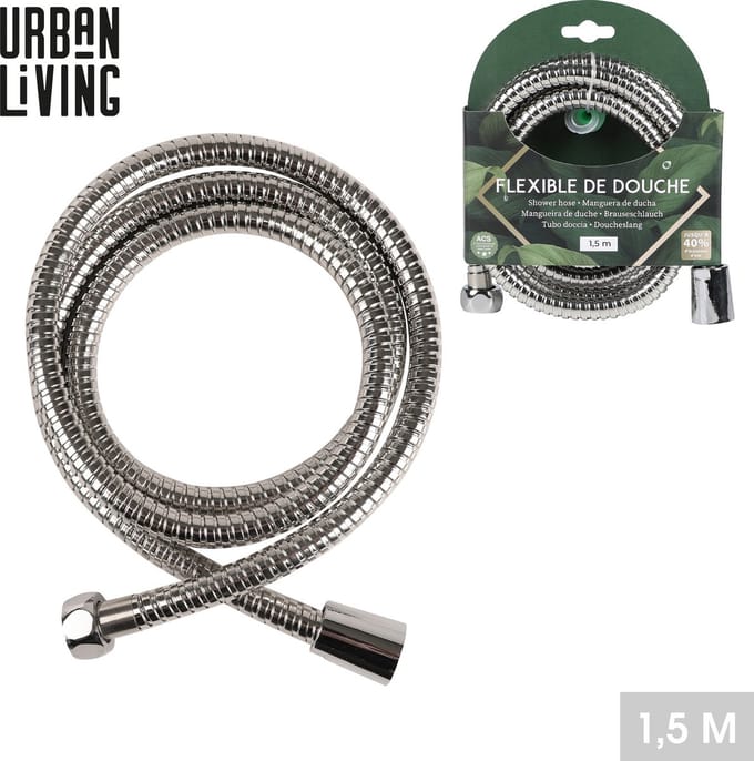 Urban Living Badkamer flexibele doucheslang - rvs metaal - zilver - 150 cm