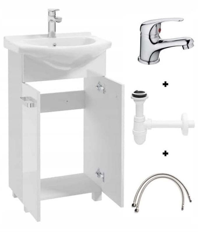 Deftrans Mila Serie - Badkamermeubel Set - 50cm Wit - Met Uitrusting