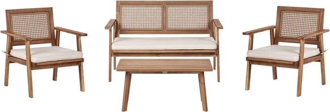 ARENELLA - Loungeset 4-zits - Lichtbeige - Acaciahout