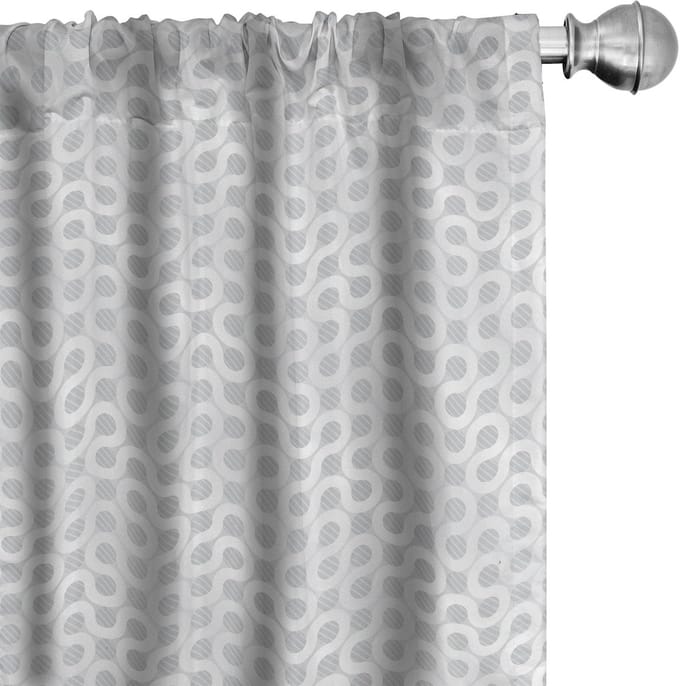 ABAKUHAUS – Grijs-wit voorhangen geometrisch 2x75x175 cm – mikrofaser, halfdonker