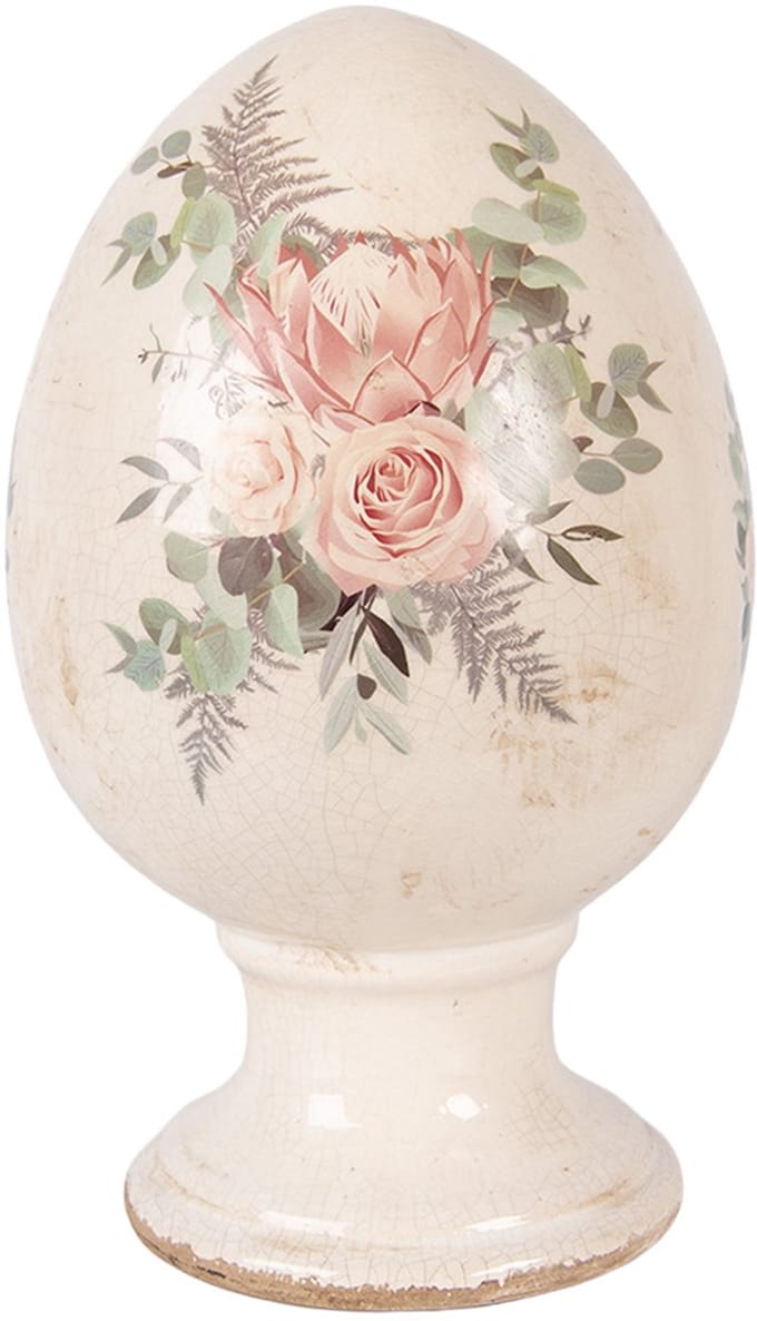 Clayre & Eef Decoratie Beeld Ei Ø 15x24 cm Beige Keramiek