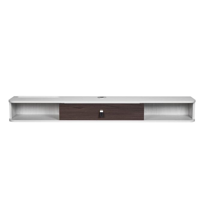 Zwevende TV-standaard 55 inch Entertainmentcentrum Stroom met Kabelgat Wit