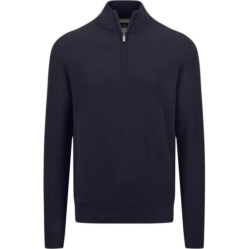 Fynch-Hatton Trui Troyer Zip Uni Color Structure Navy / male