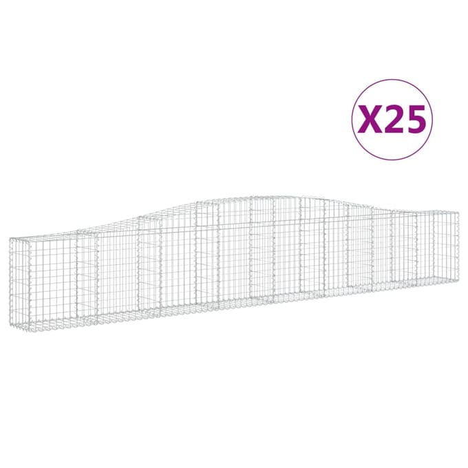 vidaXL Schanskorven 25 st gewelfd 400x30x60/80 cm ijzer
