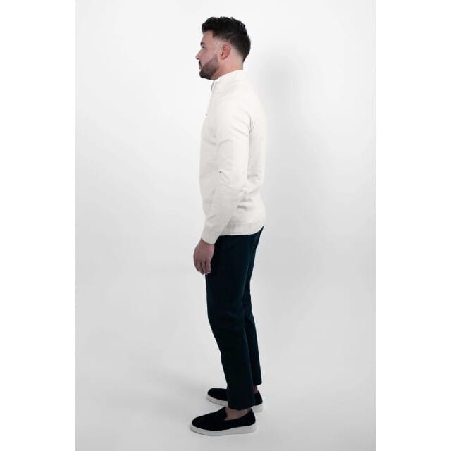 Vercate - Luxe Half Zip / Quarter Zip Pullover - Off White / Gebroken Wit - Regular Fit - Knit / Knitted Heren Sweater / Trui - Maat XXL
