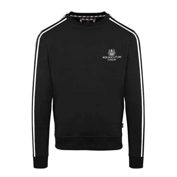 Aquascutum Heren Ribkraag Regular Sweatshirt (Zwart)