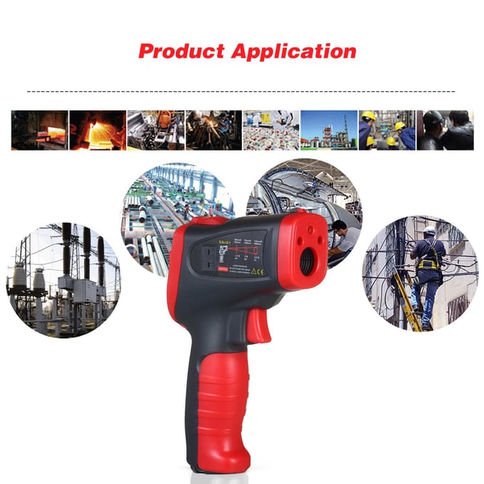 wintact  -50 celsius ~850 celsius  Infrarood Thermometer Professioneel Industrieel Thermometer Instrument met Type K Black & Red