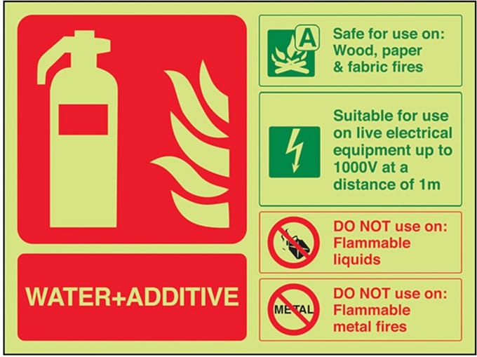 Brandblusser Veiligheidsbord Water & Additief ID Lichtgevend