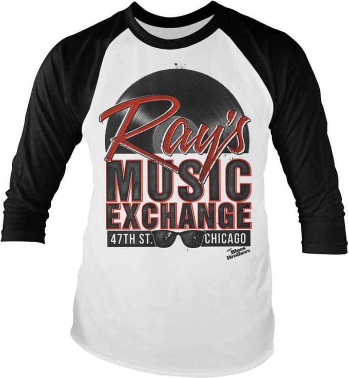 The Blues Brothers Raglan top -S- Ray's Music Exchange Wit/Zwart