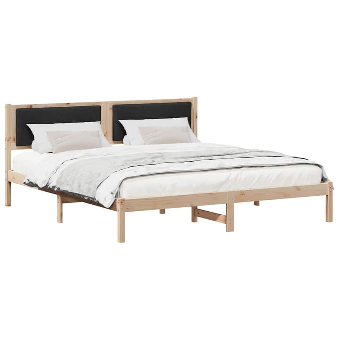 vidaXL - Bedframe - met - hoofdeinde - Zwart - 200 - x - 200 - cm - Massief - grenenhout