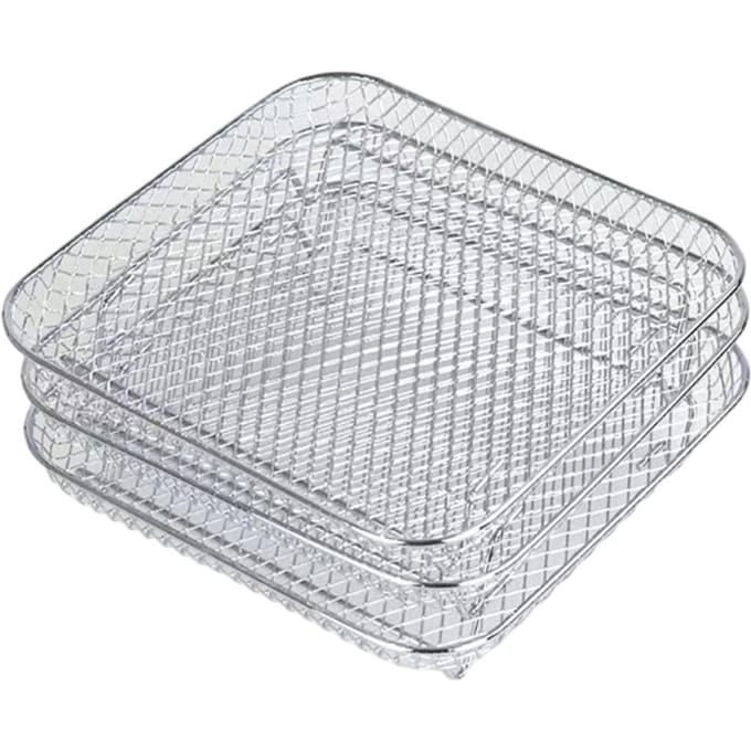 Airfryerrek Compatibel voor Ninja Foodi 8L Roestvrij Staal Stapelbaar Dehydratatierek Airfryer white