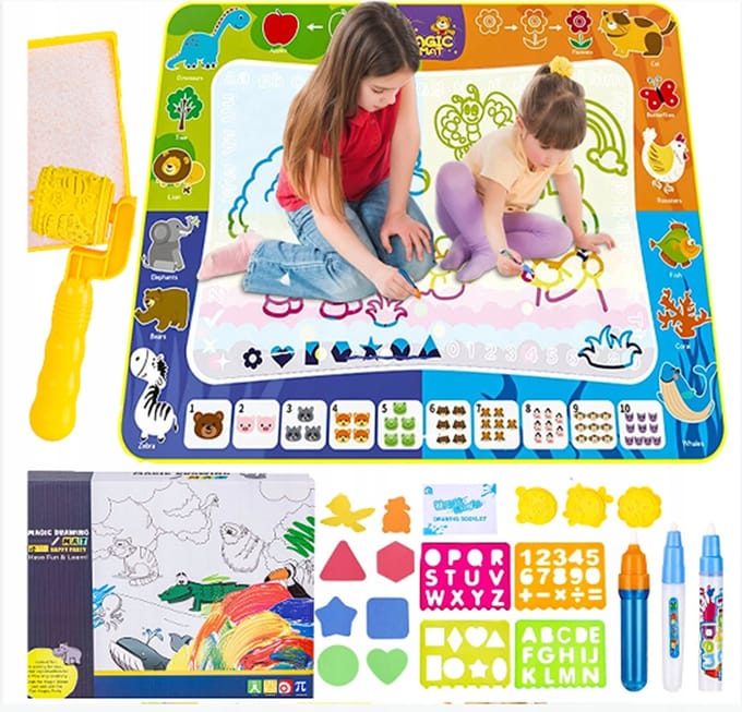 Bajkowy Kuferek - Watertekenmat XXL - 120x90 cm - Sensorisch Speelgoed - Incl. Accessoires