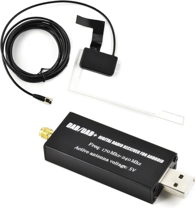 DAB/DAB+ USB Adapter met Antenne voor Android Autoradio's - Digitale Radio Ontvanger