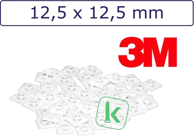 PRO-TIE® - 3M Plakzadels 12,5 x 12,5 mm Wit naturel (Zak 100 stuks)