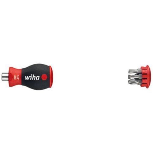 Wiha Schroevendraaier met bitmagazijn magnetisch sleufkop, Pozidriv met 6 bits, Stubby, 1/4 - 33764