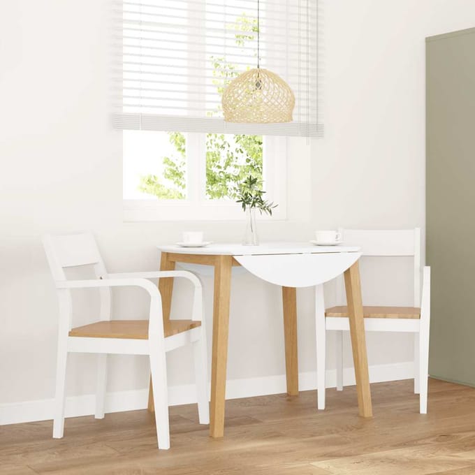 vidaXL - Eetkamerstoelen - 2 - st - massief - hout - rubber - wit
