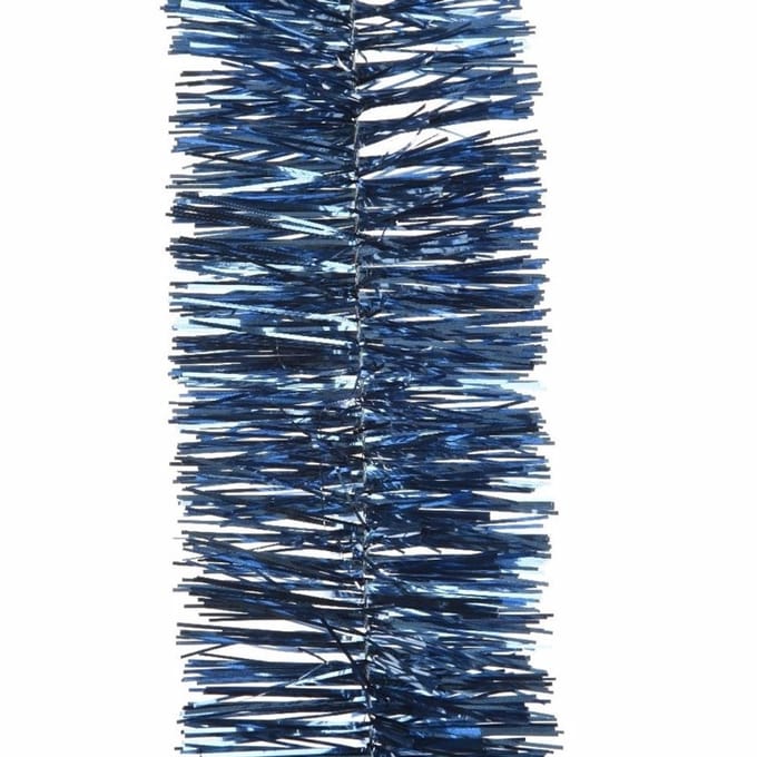 8x stuks decoris kerstslinger-guirlande - donkerblauw - glanzend lametta - 270 cm