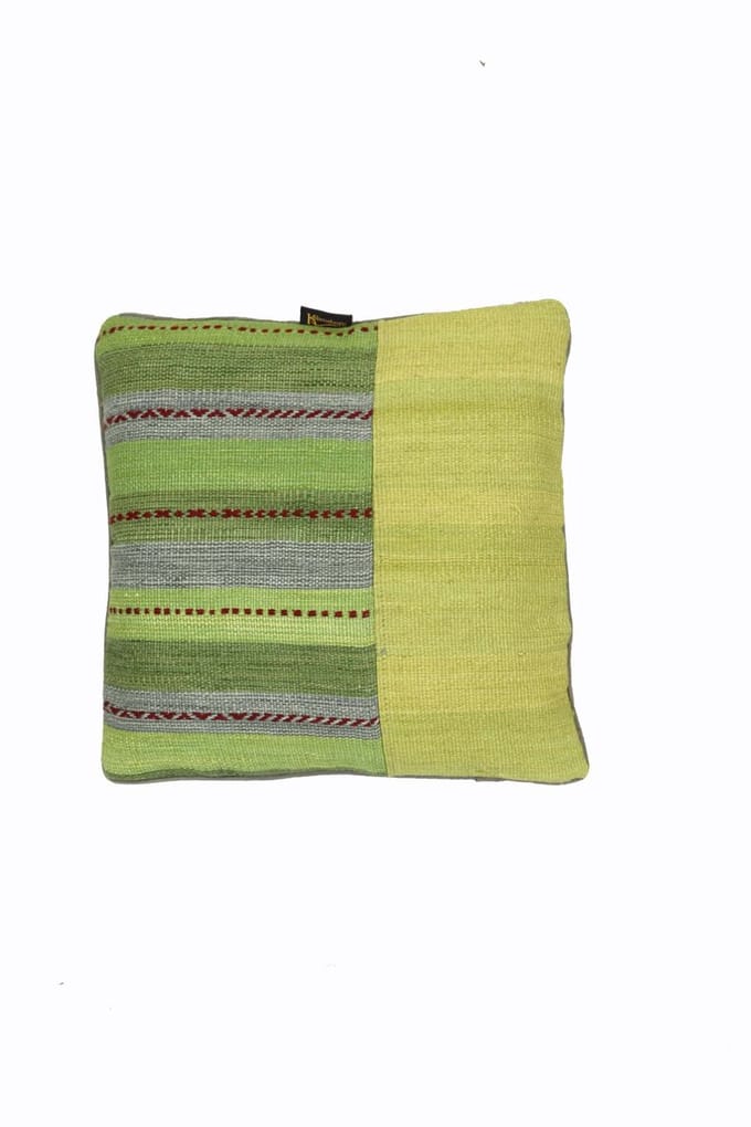 Handgeweven Groene Patchwork Kilim Kussen