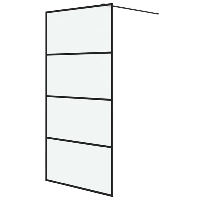 vidaXL - Inloopdouchewand - 100x195 - cm - mat - ESG-glas - zwart