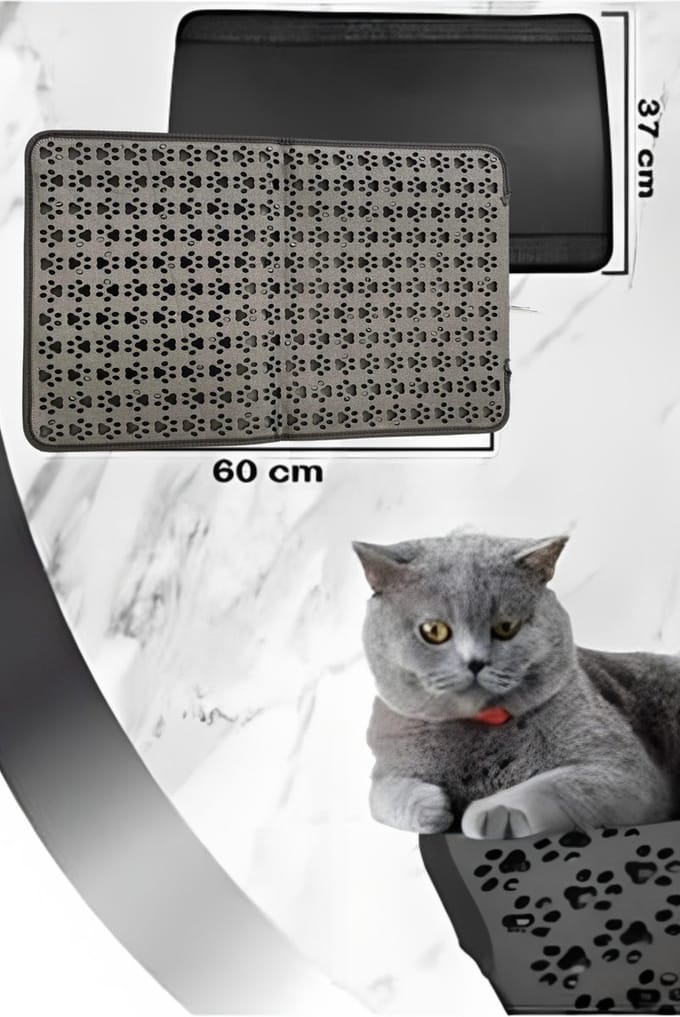 Lavida Kattenbakmat - 37x60 cm- Dubbele Laag & Waterdicht- Grit Opvanger- Katten Mat - Kat Benodigdheden-Grijs