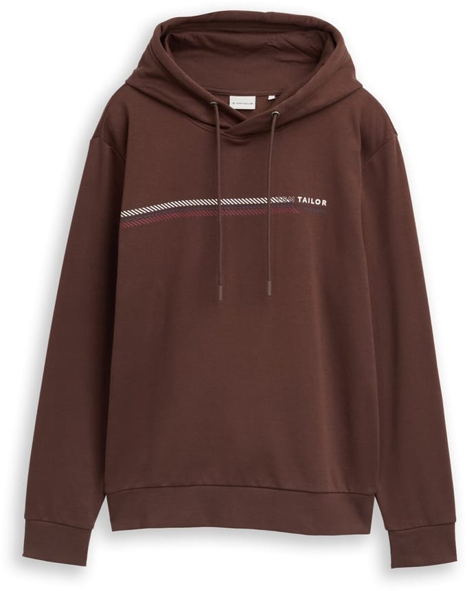 Tom Tailor - Hoodie-sweatshirt met logoprint - Maat S - bag brown