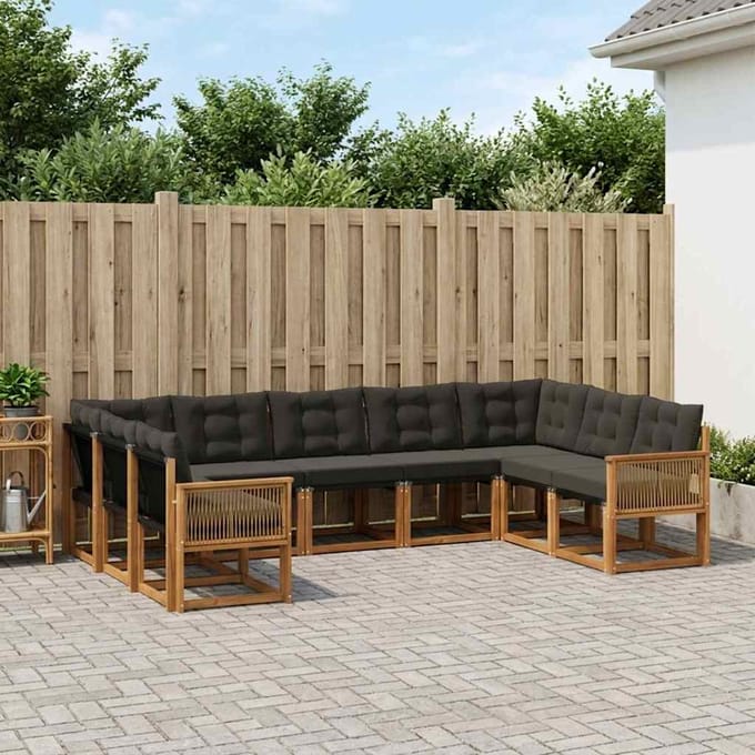vidaXL - Buiten - bank - set - 9 - st - Naturel - en - Zwart