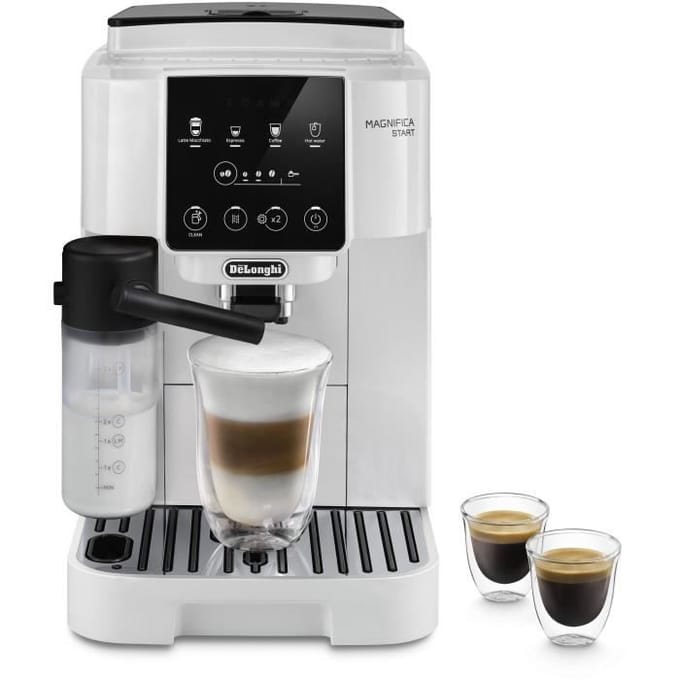 Machine expresso broyeur - De'Longhi - Magnifica start - ECAM220.61.W - 4 recettes - Blanc inox blanc