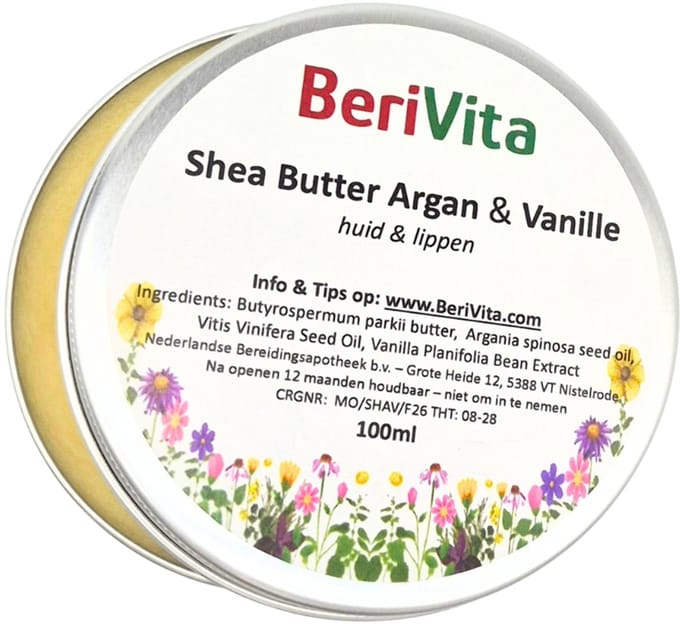 Shea Butter Puur met Arganolie en Vanille 100ml Blik - Huid en Haar - Arganzalf