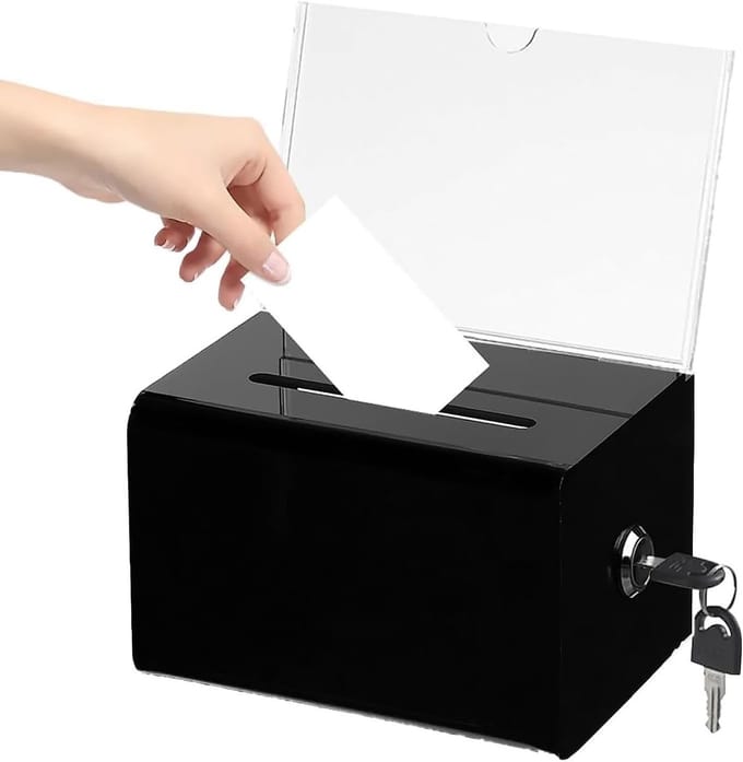 Lockbare spaarbox met sleutel - dispenser en visitekaartjeshouder - 16 × 10 × 12 cm, acryl
