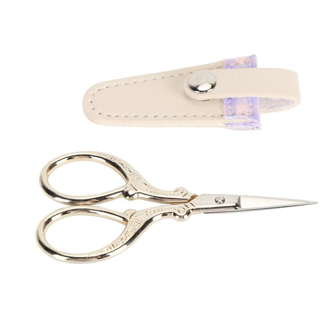 Ciseaux à broder et ensemble de housse en cuir PU Acier inoxydable Ciseaux de couture de tricotage d'enfilage pour pink