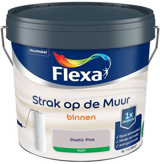 Flexa - Strak Op De Muur Binnen Mat - Poetic Pink - Mengverf - 5 L