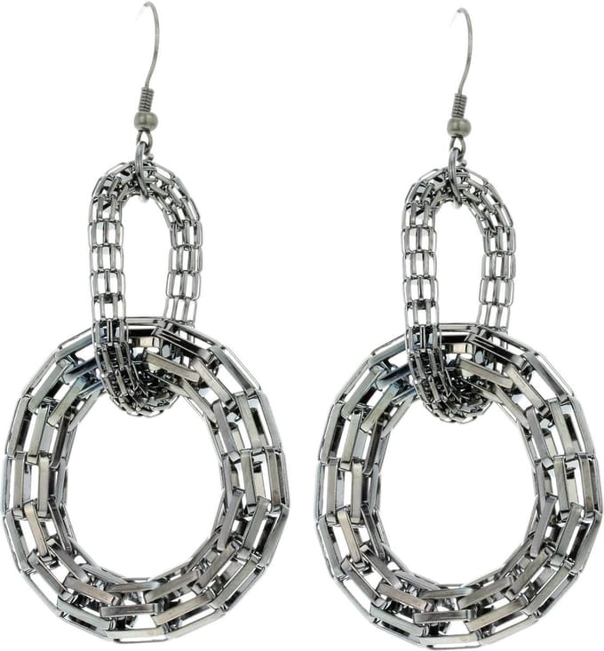Behave - Dames oorbellen antracietkleur retro statement stijl - 7,5 cm