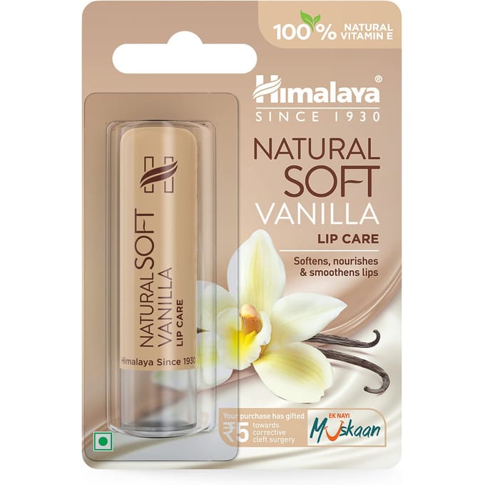 Baume à Lèvres Himalaya Natural Soft Vanilla 4,5g Soin Hydratant Pour Lèvres Sèches Gercées Avec Vitamine E beige