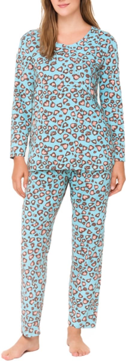 Dames Pyjamaset met Panterprint 2320 Maat- M Blauw